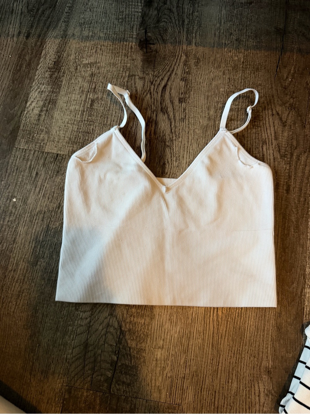 White Ribbed V-Neck Cami Top - Women